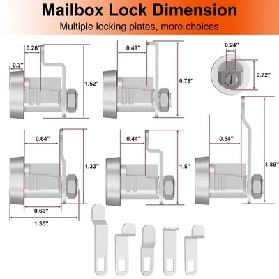 Elegante kit di ricambio completo serrature cassetta postale argento per modelli - Immagine 1 di 4