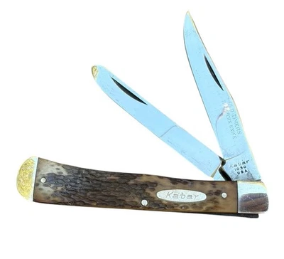 Cuchillo Plegable KABAR 1030 Old Timers Trappers De Colección Hecho en EE. UU. 2 Hojas LIMPIO WOW Foto 1 de 4