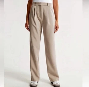 Abercrombie Tailored Relaxed Straight PantsWomen's Size 27 4 Khaki Tan Trouser - Picture 1 of 8