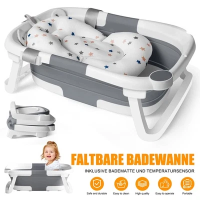 NEU Faltbare Baby Badewanne Babywanne mit Badematte Badezimmer Set für Baden DE - Bild 1 von 4