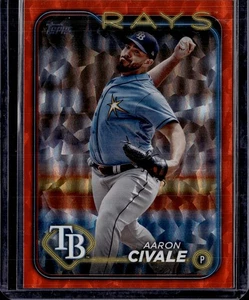 2024 Topps Aaron Civale Orange Crackle Foilboard 077/299 - Picture 1 of 2