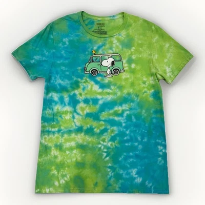 Camiseta Peanuts Snoopy Tie Dye Gráfica Adulto’s Mediana Verde Azul Teñido Foto 1 de 4