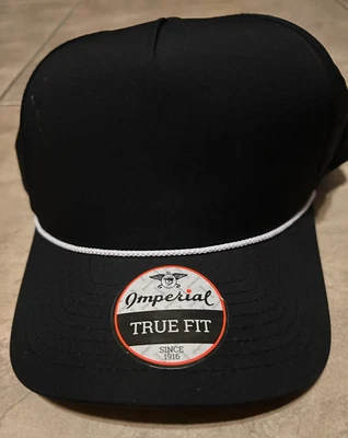 Imperial True Fit Plain Blank Hat Cap Adjustable Snap back Black One Size NEW - Image 1 of 4