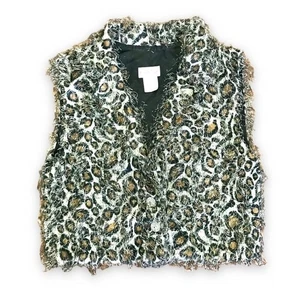 Vintage Paco Soler Leopard Animal Print Eyelash Faux Fur Vest Festival Size S/M - Picture 1 of 11