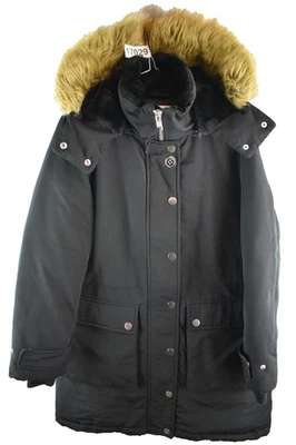 WAREHOUSE Black Parka Coat size Uk 10 Womens Full Zip Hooded Jacket Casual - Изображение 1 из 4