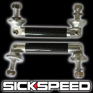 POLISHED REAL CARBON FIBER SPLITTER STRUT BAR BRACE SUPPORT KIT FOR BUMPER LIP J - Picture 1 of 1