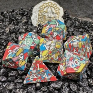 Sage's Treasures - Gemstone Speckled Pastel Polyhedral Dice Set Dungeons Dragons - Picture 1 of 11