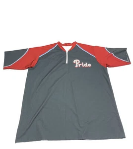 Vintage Men's Lg Red/Gray 1/4 Zip ( Pride ) Logo ATWL Designs Made in USA Shirt - Picture 1 of 6