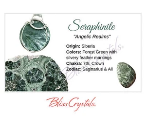 SERAPHINITE Crystal Information Card, Double sided #HC83 - Picture 1 of 2