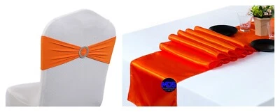 Spandex Chair Sashes + Satin Table Runners Wedding Bday Party Decor(Combo Offer) - Image 1 of 4