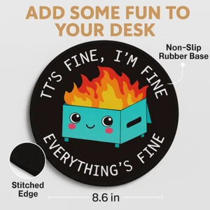 Funny Round Mouse Pad 8.6" Cute Non Slip Rubber Base Office Desk Mat Gift Decor - Picture 1 of 7