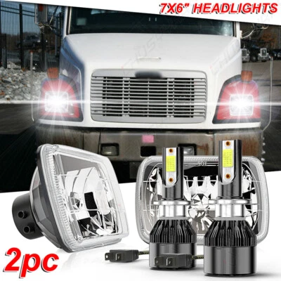 Pair 7X6" 5X7 LED Headlights for Freightliner FL50 FL60 FL70 FL80 MT35 MT45 MT55 - Image 1 of 4
