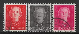 Netherlands 1950-51, Queen Juliana type, Sc # 325-327, VF Cancelled - Picture 1 of 1