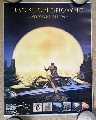 Jackson Browne Lawyers In Love Poster Vintage 1983 Music Promo Mercedes Lawyer - Image 1 of 4