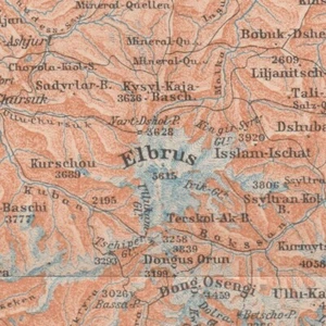 Caucasus Georgia Russia Original map 1902 CAUCASUS MOUNTAINS Mount Elbrus Kutais - Picture 1 of 10