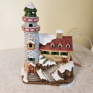 Vintage Lefton Colonial Christmas Village Light House 1988 Byron Wood 06747  p2 - Picture 1 of 7