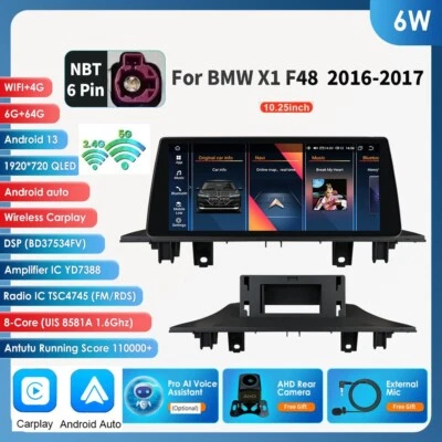 For BMW X1 F48 With NBT 2015-2017 CarPlay Car Multimedia Touch Screen DSP 6+64GB - Image 1 of 4