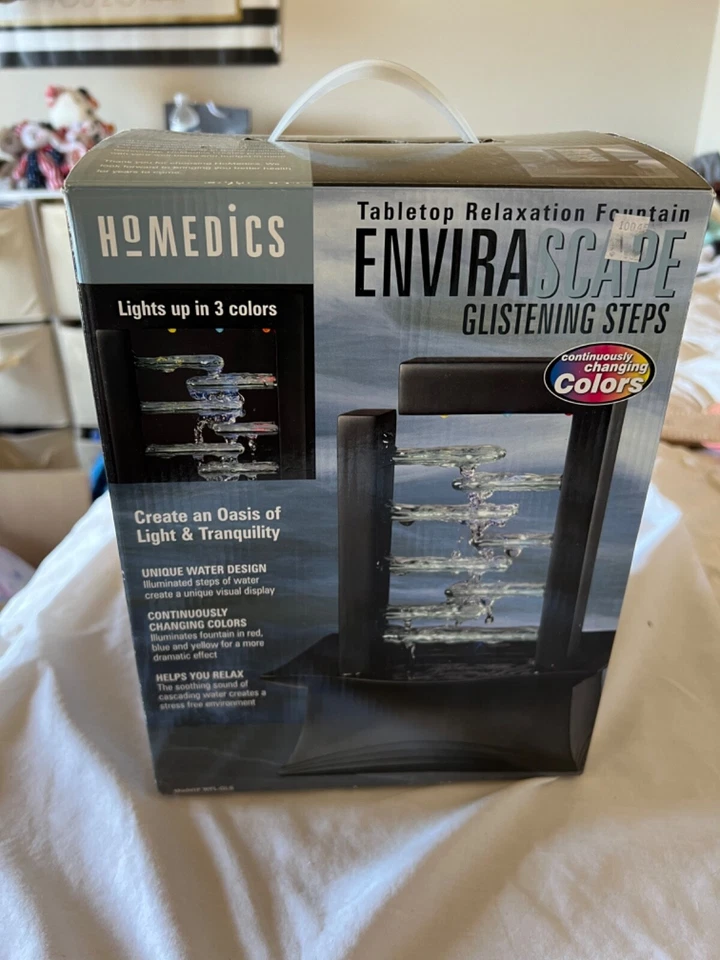 HoMedics Envirascape Color Changing Glistening Steps Tabletop Relaxing Fountain