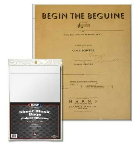 Case of 1000 BCW Sheet Music Size Archival 2 Mil Poly Bags Protectors Covers