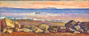 MARINA TOSCANA"" OIL ON TABLE cm 50x20 (O.Ceppatelli) - Picture 1 of 3
