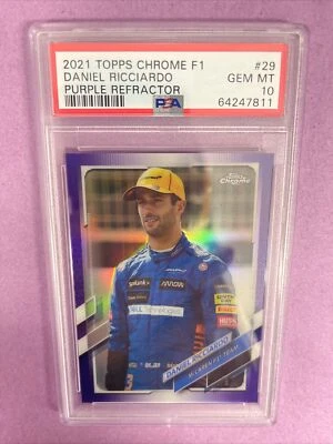 2021 Topps Chrome F1 Daniel Ricciardo #29 PURPLE REFRACTOR /399 PSA 10 #7811 CT1 - Image 1 of 3