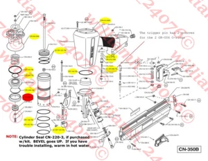 Duo-Fast CN350 Streifennagler O Ring + Zylinderdichtung Reparatur Teile Set - Bild 1 von 4