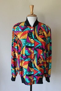 Vintage 90's Caron Components Hip Hip Style Women's Colorful Mod Art Jacket 12 - Picture 1 of 3