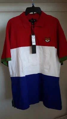 Polo AKOO Hombre Talla 4XL Rojo/Blanco/Azul/Verde Color Block Stack SS 100% Algodón Nuevo con Etiquetas Foto 1 de 4