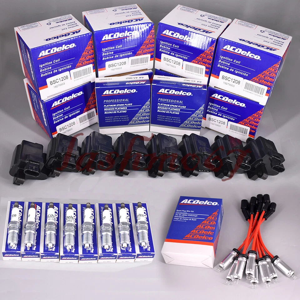 Paquete de 8 bobinas de encendido y bujías y cables para Chevy GMC UF271 41-962 48322 Foto 1 de 4