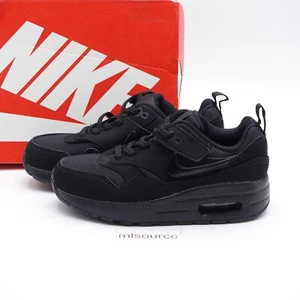 Size 8 Little Kid's Nike Air Max 1 EasyOn Stretch Lace Sneakers DZ3308-001 - Picture 1 of 7