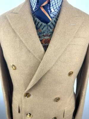 $1998 Polo Ralph Lauren 42R Italia Camel Cachemira Doble Pecho Chaqueta Deportiva Foto 1 de 4