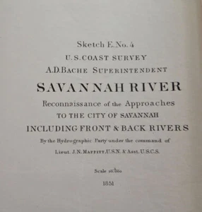 Savannah River Georgia Pennyworth's Island 1851 U.S. Coast Survey nautical map - Picture 1 of 5