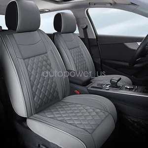 For Toyota Camry Full Set Gray PU Leather Car 5 Seat Covers Cushion Protector - Picture 1 of 12