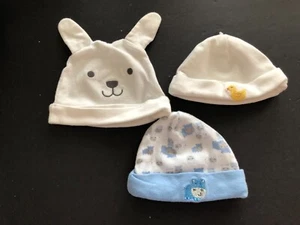 3 Baby Boys Mix Color beanie Hats 0-6 Mo. - Picture 1 of 4