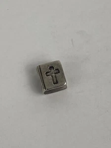 Pandora 925 ALE Sterling Silver Retired Religious Bible Book Cross Charm 790261 - Picture 1 of 5