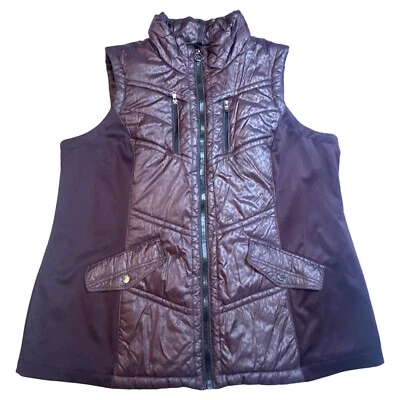 Chaleco acolchado Michael Kors para mujer ligero granate talla 3x estampado de guepardo Foto 1 de 4