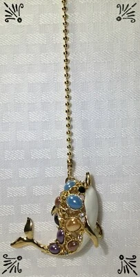 Ventilador de techo artesanal de delfín adornado con cuentas de oro champán Foto 1 de 4