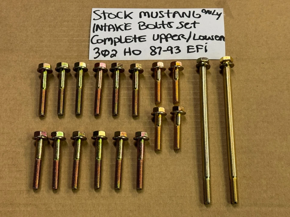 86-87-93 Ford Mustang Intake Manifold BOLTS Upper & Lower GT 302 HO SET EFI GT40 - Image 1 of 4