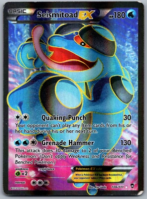 Seismitoad EX Full Art 106/111 Holo XY Furious Fists LP/Moderately Played - Image 1 of 2