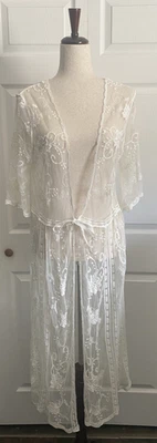 Cárdigan de encaje transparente Forgotten Grace para mujer L floral plumero encubrimiento romántico boho Foto 1 de 4