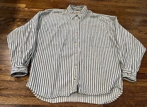 Banana Republic Shirt Women M Blue White Striped Cotton VTG 80s Boxy Mill Valley - Picture 1 of 8