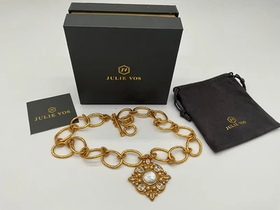 Julie Vos Large Monaco 24kt Pl Statement Necklace & Pendant w/Iridescent Crystal - Image 1 of 4