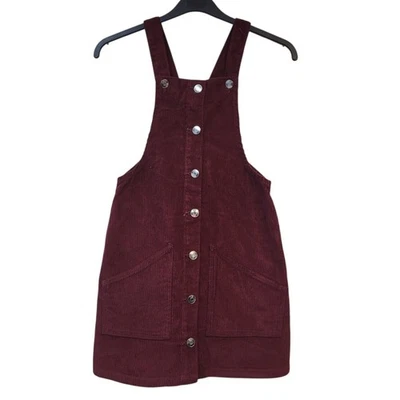 Miss Evie Burgundy Corduroy Pinafore Dungaree Dress UK Girl's Age 8-9 W26 - Image 1 of 4