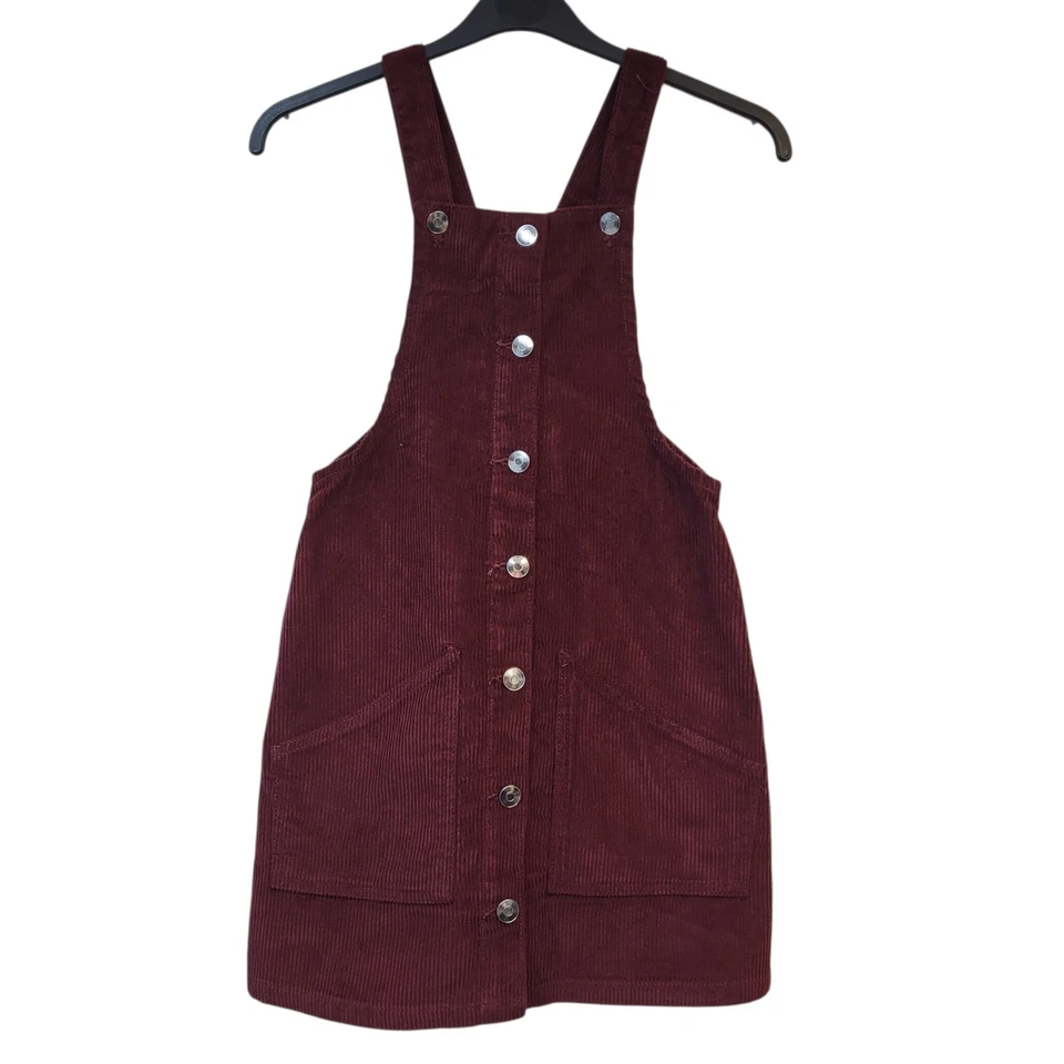 Miss Evie Burgundy Corduroy Pinafore Dungaree Dress UK Girl's Age 8-9 W26 - Image 1 of 4