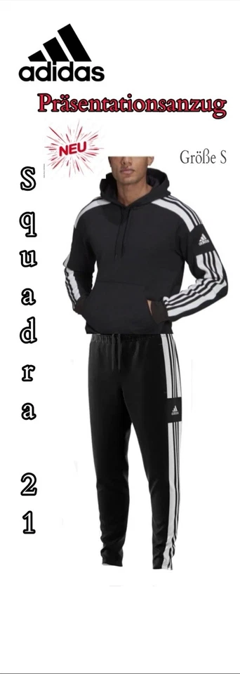 Adidas Squadra 21 Präsentationsanzug Trainingshose +Hoodie mit Kaputze GR.S NEU - Bild 1 von 1