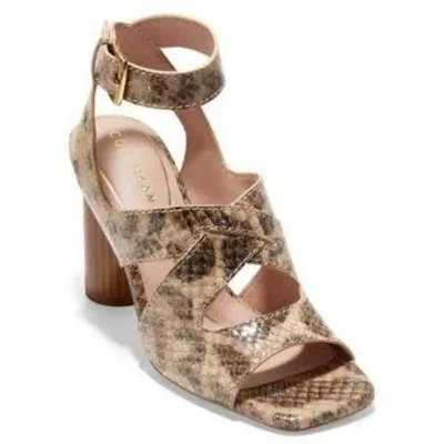 Cole Haan Womens Snakeskin Print Leather Ankle Strap Block Heel Sandals Size 11 - Изображение 1 из 4
