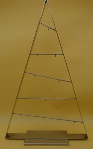 Large 26" Crate and Barrel Metal A Frame Christmas Tree Ornament Stand in Silver - Picture 1 of 11