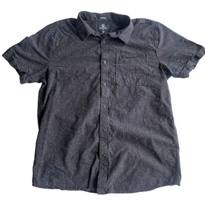 Volcom Men's Collared Short Sleeve Button Up Shirt Black & White Extra Large XL - Picture 1 of 5
