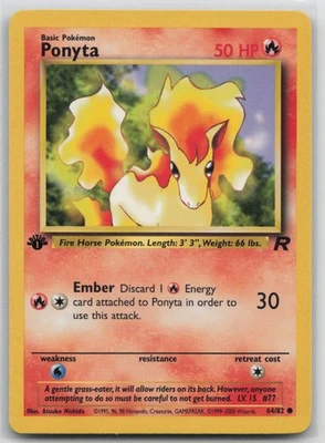 1ª Edição Vintage Pokemon Card Ponyta Common Team Rocket 64/82 VLP - Imagem 1 de 2