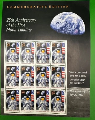 USPS 25th Anniversary of the First Moon Landing - Full Sheet Forever Stamps - Image 1 of 2